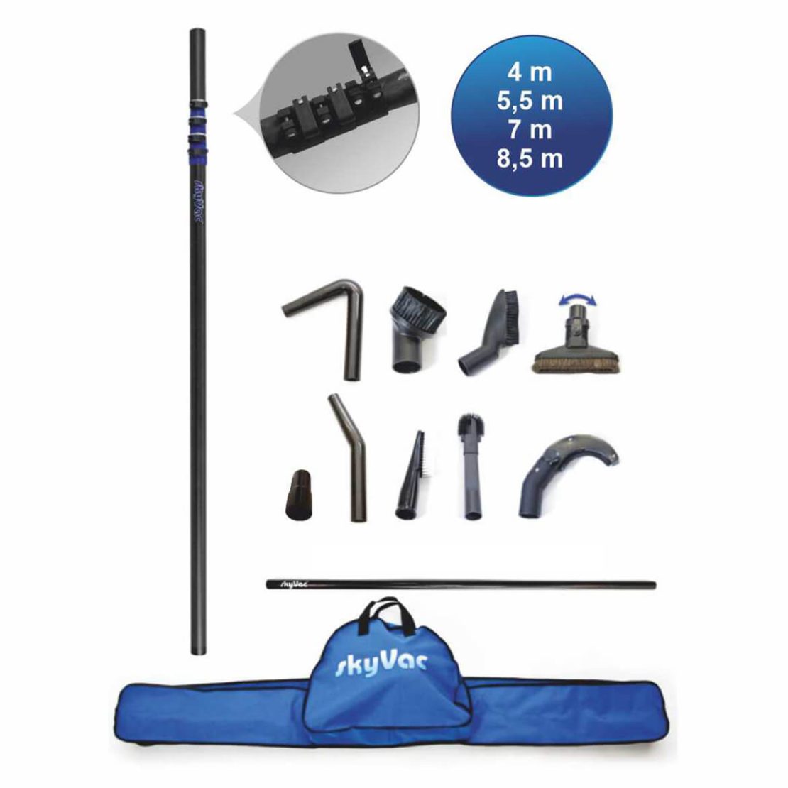 Teleskopowy zestaw do odkurzania wysokościowego skyVac INTERNAL bez tła